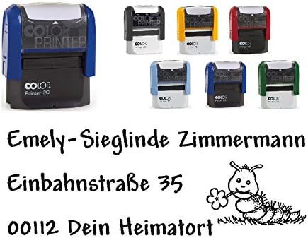 Stamp Children Stamp "Caterpillar" with Personal Address - School Enrolment
