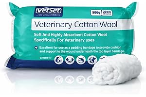 Cotton Wool Roll for Horses & Dogs, 500g, 30cm Width | Ultra-Soft Veterinary Cotton Wool Roll for Livestock, Cats & Pets | Premium & Highly Absorbent Padding for Wound Care & First Aid by VetSet