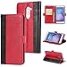 Produktbild DENDICO Huawei Honor 6X Hülle, Premium Leder Wallet Tasche Flip Schutzhülle für Huawei Honor 6X, Handytasche Klappbar Tasche Flip Case - Rot