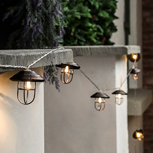 Außen Metall Laternen Lichterkette, 10 LEDs warmweiß, batteriebetrieben, 3m, von Festive Lights - 2