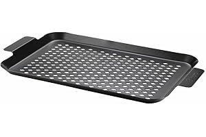 Tepro Grillzubehör Grillplatte M, Antihaftbeschichtet Boden ist gelocht, Anthrazit