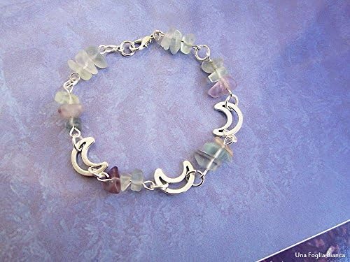 Moons bracelet fluorite beads handmade