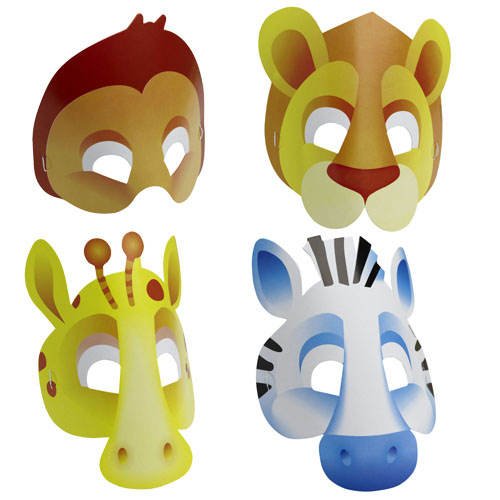 Masken Safari, sortiert, 8 Stk. Pappe