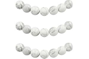 MJDCB 6mm 60 piezas Cuentas de Piedra Howlita Blanco Redondas Sueltas Piedras Semipreciosas Naturales para Hacer Joyas Pulseras Collares