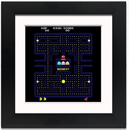 Big Art Shop - Pacman - Street Art - Professionally Framed Square art print with mount, Black, 10x10 inches/25x25cm