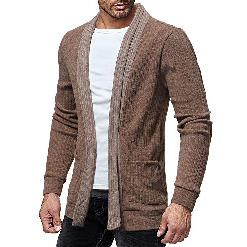TEBAISE Herren Strickjacke Open Jacke Lang Cardigan Knit Mantel Strick Jacke Hoodie Hoody Sweatshirt Sweatblazer