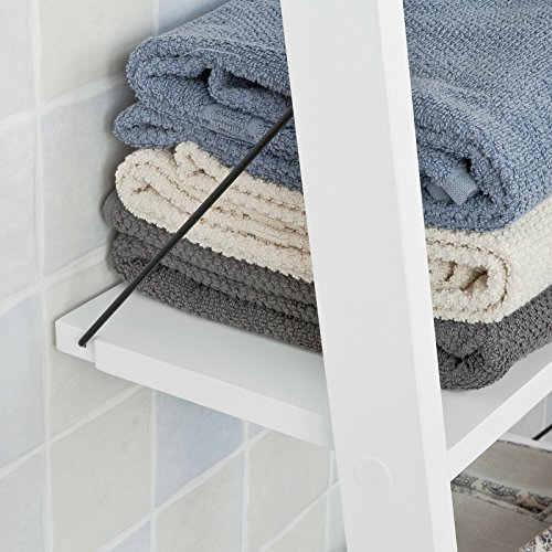 SoBuy® Badregal, Leiterregal, Standregal, Handtuchleiter, Bücherregal, mit vier Böden, FRG100-W - 6