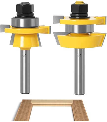 WSOOX 90° Groef- & Veerfrees Set 45° - 8mm Schacht Houtfrees Voor Houtbewerking