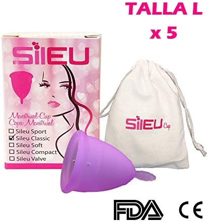 Menstrual Cup sileu Made From Surgical Grade Silicone, Classic Model, Volume Menstrual Low to High, Natural Alternative to Tampons and Towels Talla L Comprar 5 copas