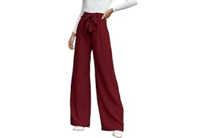 Maxwinee Stoffhose Damen Hohe Taille Palazzo Hose Casual Weite Hose Anzughose Paperbag Elegant Hosen