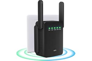 QFLFDETALL Ripetitore, Wi-FI Booster/Extender, amplificatore di segnale WiFi, 4 antenne, 2 porte LAN, amplificatore WiFi, copertura fino a 300mq per casa e ufficio, facile da configurare