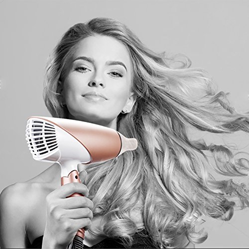 BESTOPE Ionen-Haartrockner klappbarer Reiseföhn mit Diffusor 220V Spannung – 1800W, rose gold-weiß - 6