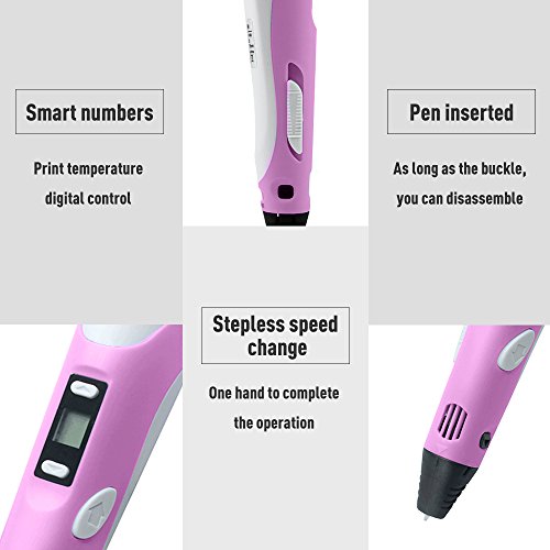 3D Stift,Colourstone Intelligent Pen Druck 3D Display LED Mit Fuß Perle Stift und Filamente für die Schaffung und die Malerei Doodling,großes Geschenk für die Malerei Lovers 3D Pen(Pink) - 4