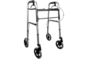 HEALTH MEDICAL FAB Deambulatore Ultraleggero Pieghevole con Freni di Sicurezza e Ruote da 18 cm