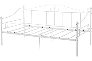 EGGREE Divano Letto Singolo, Struttura Divanetto Letto in Metallo per Adulti, 90 x 200 cm - Bianco