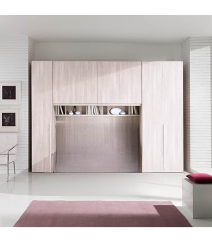 Cameretta Completa Dafne Italian Design | Letto A Ponte E Armadio | Effetto Faggio E Bianco