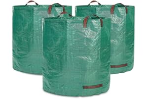 DIVID® Gartensäcke mit Trageschlaufen |Gartensack 3x 272L Set Laubsack Gartenabfallsack - Selbststehend 4 Griffe Stabil Robust & Faltbar - Rasenschnitt für Gartenabfälle Grünschnitt Laubabfall (3)GRÜN