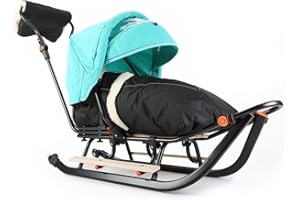 ‎TEO & GIGI Teo & Gigi Babyschlitten Kinderschlitten Rodelschlitten mit Fußsack Rückenlehne Sicherheitsgurt Kinder Winter Schlitten All Seasons Plus