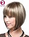 RZWD Short Straight Mix Color Fashion Full Bangs Soft Touch Bob Wig