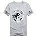 ICNBUYS Kung Fu Tai Chi Herren T-Shirt 100% Baumwolle Grau S