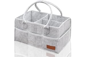 SHAROM Essential Baby Caddy for Newborns. Spacious, Sturdy & Portable Diaper and Nappy Caddy for Newborn Essentials, Nursery Storage Basket & Organiser for Baby Shower Gifts & Registry Must-Haves Grey