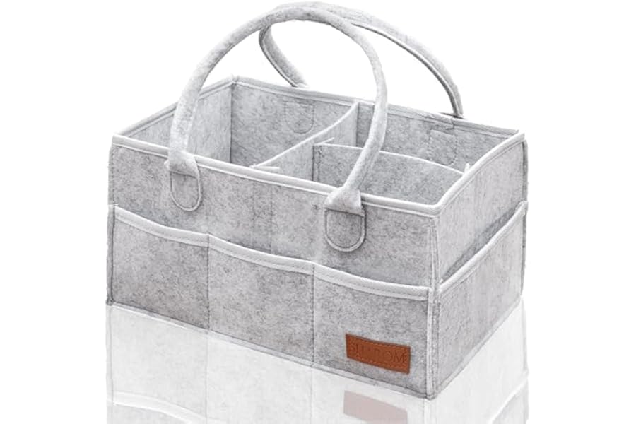 Essential Baby Caddy for Newborns. Spacious, Sturdy & Portable Diaper and Nappy Caddy for Newborn Essentials, Nursery Storage Basket & Organiser for Baby Shower Gifts & Registry Must-Haves Grey