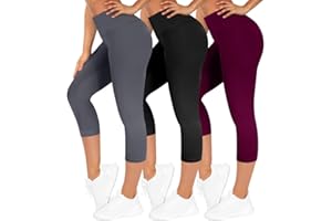 TNNZEET 3er Pack Capri Leggings Damen 3/4 für Sport, 7/8 Leggins High Waist Hose Sporthose für Gym Yoga