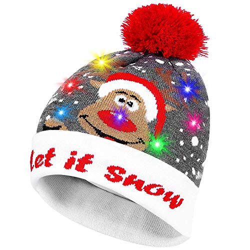 Surpass Oct - Gorro de Punto con luz LED para niños y niñas, para Interior y Exterior, Camping, esquí, Patinaje, Snowboard, Festival, Juegos, Celebraciones, cumpleaños, Escuela, Fiesta, Azul
