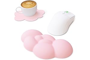 ZIYOU LANG Mouse Wrist Rest Cloud-Shaped, Ergonomic Memory Foam Keyboard Wrist Rest Support, Leather Cushion Mouse Pad Leather Waterproof Coaster for Gaming, Office, Laptop, Men, Women, Pain Relief