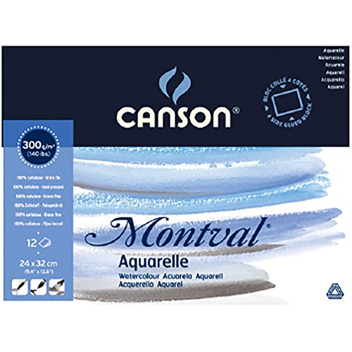 Canson 200006544 Montval Aquarellpapier, 24 x 32 cm, naturweiß