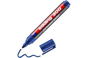 edding 300 pennarelli permanenti – blu – 1 penna – punta rotonda 1,5 – 3 mm – impermeabile, ad asciugatura rapida – per cartone, plastica, vetro, legno, metallo, vetro