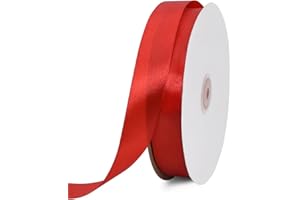 TONIFUL Ruban Satin 2,5 cm X 91m Rouge Large Ruban de Satin pour Cadeaux, Bouquets, travaux manuels, Couture, décorations de fête de Mariage, l'artisanat de Décoration