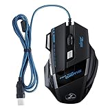 [Versión Actualizada] Zelotes Ratón Profesional LED óptico 5500 DPI 7 Botón USB alámbrico ratón para juegos Compatible con Windows 7, 8, 10,Windows XP, Vista, ME, 2000 y Mac OS, o el último sistema