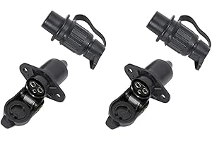 TAEUYYM 2 Pezzi Spina Rimorchio 3 Poli E Presa Rimorchio 3 Poli, 12V Spina E Presa Rimorchio 3 Poli Impermeabile Connettori Rimorchio,Spina Presa 3Poli per Carovana RV Trattore Rimorchio