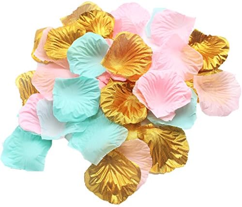 900 Pack Mixed Pink Mint Gold Artificial Silk Rose Petal Flower Centerpieces Table Scatters Confetti Girl Baby Shower First Birthday Bridal Shower Party Nursery Decoration Wedding Favour