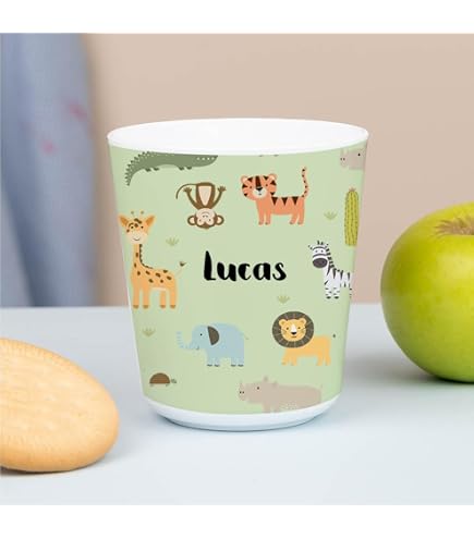 Tazza smaltata - Gruppo animali del safari - personalizzata con