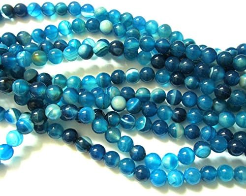 Pretty Pebbles Beads - 25 Agate Gemstone Beads 8mm Round Blue
