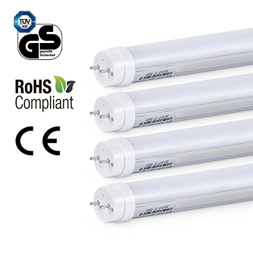 Preisvergleich Produktbild 4x 12w LED T8 Leuchtstoffröhren, 90cm Länge, 30w Leuchtstoffröhren Gleichwertigkeit, Kaltweiss 5000k, 230vac 50Hz, Paket von 4