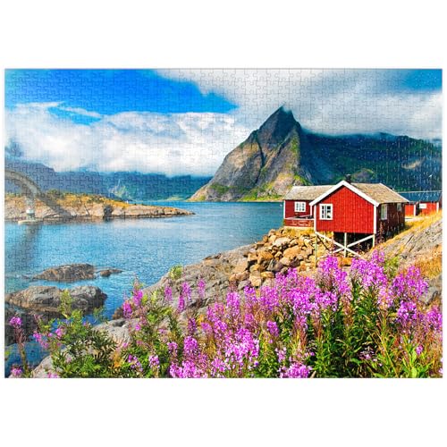 MyPuzzle Tipiche Case Rosse Di Pescatori In Un Porto Delle Lofoten, Norvegia - Premium 1000 Pezzi Puzzle - MyPuzzle Collezione speciale di Puzzle Galaxy