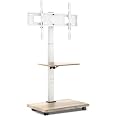 XTRARM Delphos Support TV Mobile Avec Socle Bois - Meuble TV à Roulettes 32-70" Jusqu'à 45kg, Hauteur Réglable, Rotatif ±25° VESA 600x400