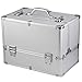 chinkyboo Professional Extra Large Space Aluminium Cosmetics & Make Up Case/Box Nail Art Case Hairdressing Case Beauty Case Toiletry Storage Nail Hairdressing Vanity Box Valentines Day Gift(Silver) (vanity case, Silver)