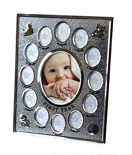 Hugs & More Baby First Year Photo Frame Gift (Silver)