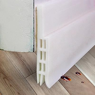 Extsud Expower Bas de Porte Adhésif 100cm x5cm Souple Silicone Isolant Phonique Thermique Blanc Bande d'étanchéité Anti Bruit Poussière Stop à l'air Froid Anti Souris Fourmi Cafard Insectes