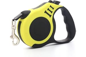 FANJIANG Correa para Perros Retráctil y Extensible, Correa 5M con Mango Antideslizante para Perros Medianos y Pequeños hasta 12 KG. (Amarillo)