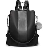 Miss Lulu Femme Sac à Dos Sac à Dos Dames Sac d'école en Nylon imperméable Antivol Sac à Dos Sacs à bandoulière (Noir)