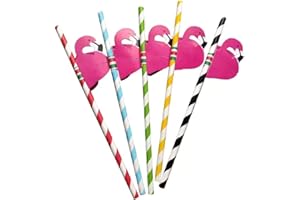 FLZONHUT Cannucce di Carta per Cocktail,50 Pezzi 3D Fenicottero Cannuccia Carta per Bevande Tropicali Festa di Compleanno Festa di Matrimonio