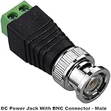 Sky Satellites DC Power Jack with BNC Male Connector - 4 Pack - Coaxial TV Cables CCTV