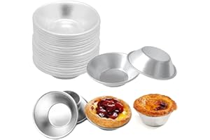 KATLEAY 25 Pièces Gâteau à Tarte Aluminium, Moules à Tarte aux Œufs, Œuf Moule à Tarte, Moules à Tarte Mini Moules à Muffins, Moule à Tarte Aux Œufs Aluminium de Ton Argent, pour Petits Gâteaux, Tartes