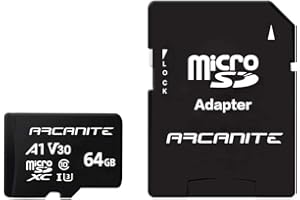 ARCANITE - Tarjeta de memoria microSDXC de 64 GB con adaptador SD, A1, UHS-I U3, V30, 4K, Clase 10, microSD, Velocidad de lectura hasta 90 MB/s