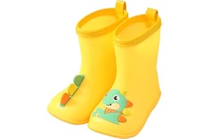 liaddkv Hot Classic Bottes de pluie en caoutchouc PVC Chaussures de pluie imperméables pour bébé Motif dessin animé Taille 32